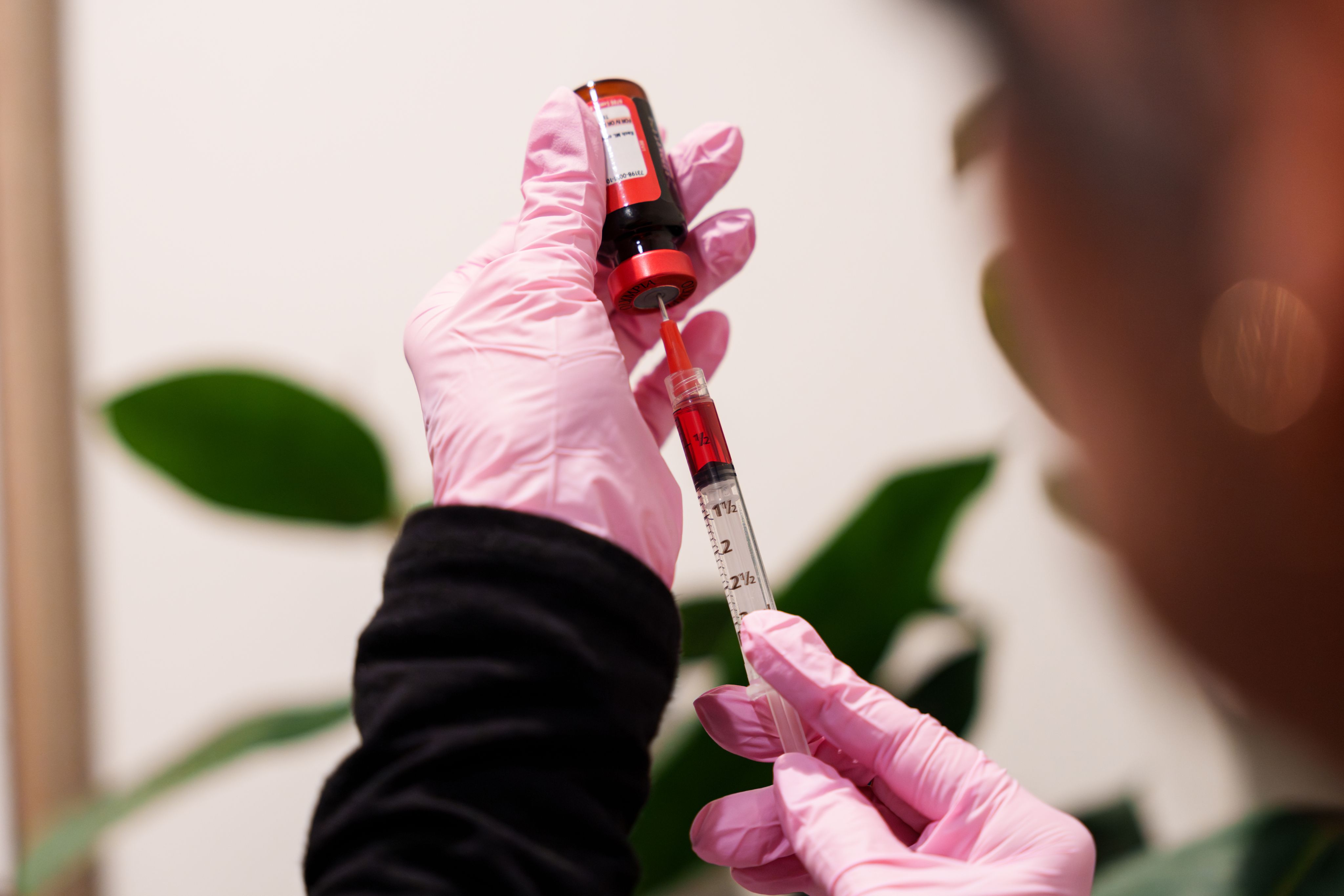 Intramuscular injection being administered