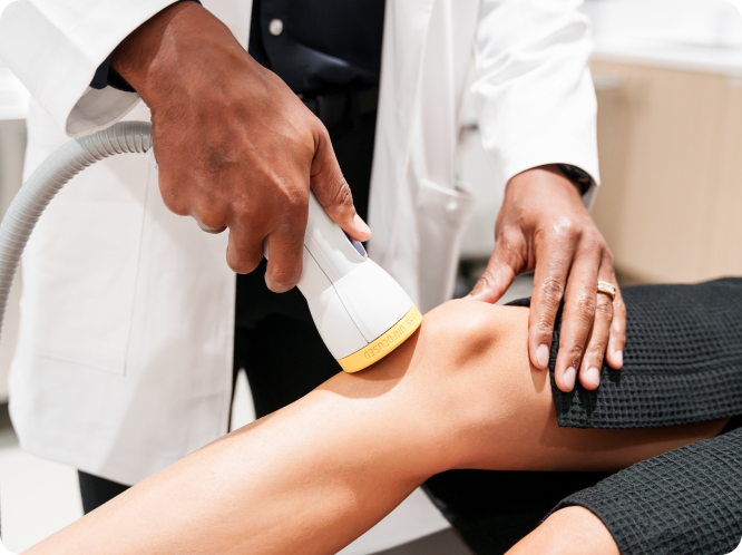 Clinician administering an advanced recovery therapy in-clinic