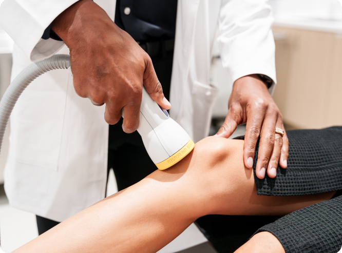 Clinician administering an advanced recovery therapy in-clinic